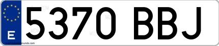 Ejemplo de matrícula española 5370 BBJ