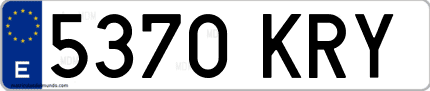 Ejemplo de matrícula de coche ordinaria 5370 KRY