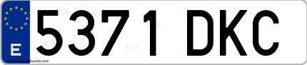 Ejemplo de matrícula de coche ordinaria 5371 DKC