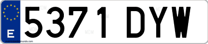 Ejemplo de matrícula de coche ordinaria 5371 DYW