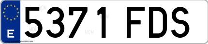 Ejemplo de matrícula española 5371 FDS