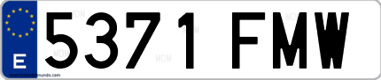 Ejemplo de matrícula de coche ordinaria 5371 FMW