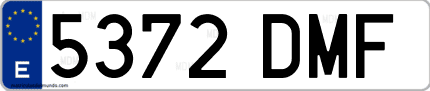 Ejemplo de matrícula de coche ordinaria 5372 DMF