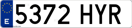 Ejemplo de matrícula de coche ordinaria 5372 HYR