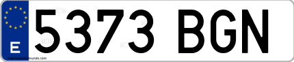 Ejemplo de matrícula de coche ordinaria 5373 BGN