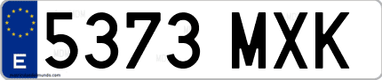 Ejemplo de matrícula de coche ordinaria 5373 MXK