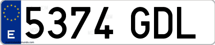 Ejemplo de matrícula de coche ordinaria 5374 GDL