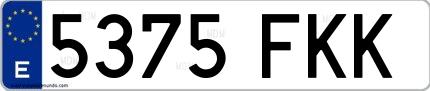 Ejemplo de matrícula española 5375 FKK