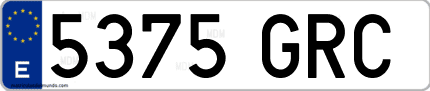 Ejemplo de matrícula de coche ordinaria 5375 GRC