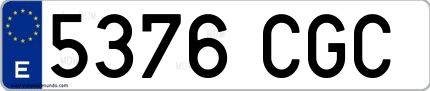 Ejemplo de matrícula española 5376 CGC
