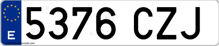 Ejemplo de matrícula de coche ordinaria 5376 CZJ