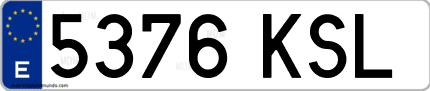 Ejemplo de matrícula de coche ordinaria 5376 KSL