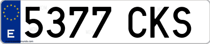 Ejemplo de matrícula de coche ordinaria 5377 CKS