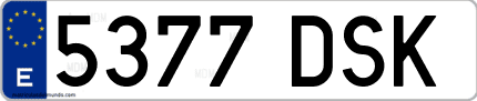 Ejemplo de matrícula de coche ordinaria 5377 DSK