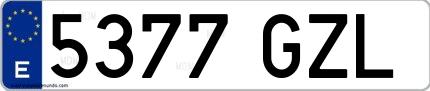 Ejemplo de matrícula española 5377 GZL