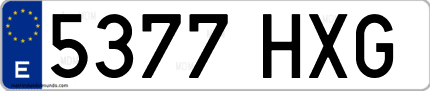Ejemplo de matrícula de coche ordinaria 5377 HXG