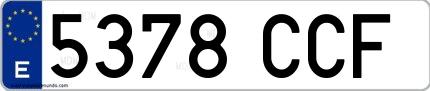 Ejemplo de matrícula de coche ordinaria 5378 CCF