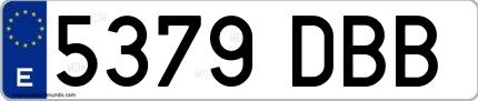 Ejemplo de matrícula española 5379 DBB