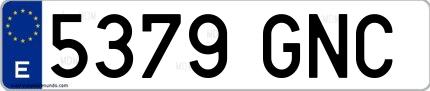 Ejemplo de matrícula española 5379 GNC