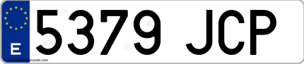 Ejemplo de matrícula de coche ordinaria 5379 JCP