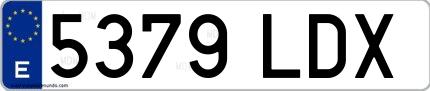 Ejemplo de matrícula española 5379 LDX