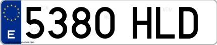 Ejemplo de matrícula española 5380 HLD