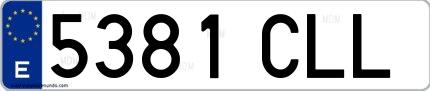 Ejemplo de matrícula española 5381 CLL