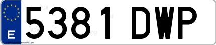 Ejemplo de matrícula española 5381 DWP