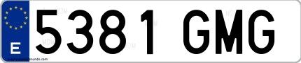 Ejemplo de matrícula española 5381 GMG