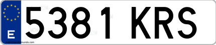 Ejemplo de matrícula de coche ordinaria 5381 KRS
