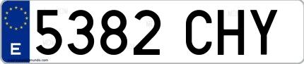 Ejemplo de matrícula española 5382 CHY