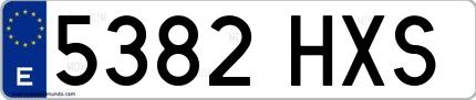 Ejemplo de matrícula española 5382 HXS