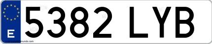 Ejemplo de matrícula española 5382 LYB
