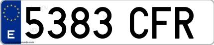 Ejemplo de matrícula española 5383 CFR