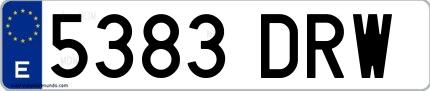 Ejemplo de matrícula española 5383 DRW