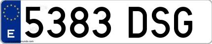Ejemplo de matrícula española 5383 DSG