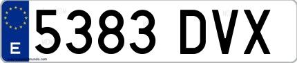 Ejemplo de matrícula española 5383 DVX