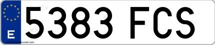 Ejemplo de matrícula española 5383 FCS