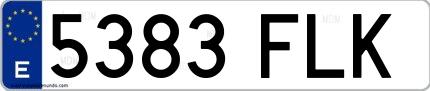 Ejemplo de matrícula española 5383 FLK