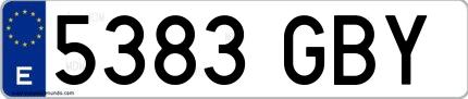Ejemplo de matrícula de coche ordinaria 5383 GBY
