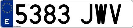 Ejemplo de matrícula española 5383 JWV