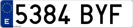 Ejemplo de matrícula española 5384 BYF