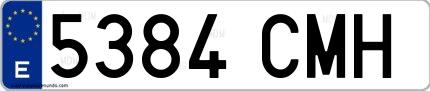 Ejemplo de matrícula española 5384 CMH