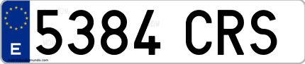 Ejemplo de matrícula de coche ordinaria 5384 CRS