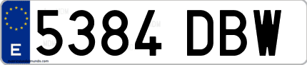 Ejemplo de matrícula de coche ordinaria 5384 DBW