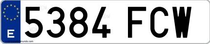 Ejemplo de matrícula española 5384 FCW