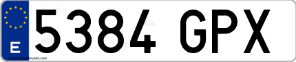 Ejemplo de matrícula de coche ordinaria 5384 GPX