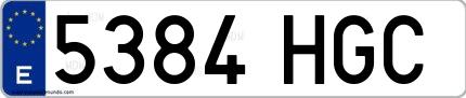 Ejemplo de matrícula española 5384 HGC