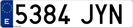 Ejemplo de matrícula española 5384 JYN