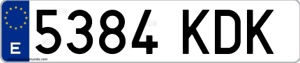 Ejemplo de matrícula de coche ordinaria 5384 KDK